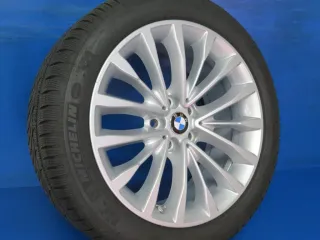 Original BMW 5er Typ G30 / G31 Winterräder Alufelgen 18 Zoll W-Speiche Styling 632 RDKS 6863418 Silber Winterreifen 4x 7 mm - Bild 3