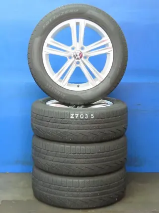 Original VW Tiguan VW Tiguan Allspace 18 Zoll Sebring Winterräder Alufelgen 5NA601025M Silber Winterreifen 4x 6,6 mm - Bild 2