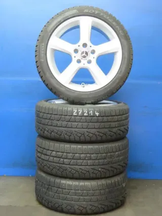 Original Mercedes SLK Typ 172 17 Zoll 5-Speichen-Rad Winterräder + RDKS Alufelgen A1724013602 Silber Winterreifen 2x 6,4 mm 2x 7,6 mm - Bild 2