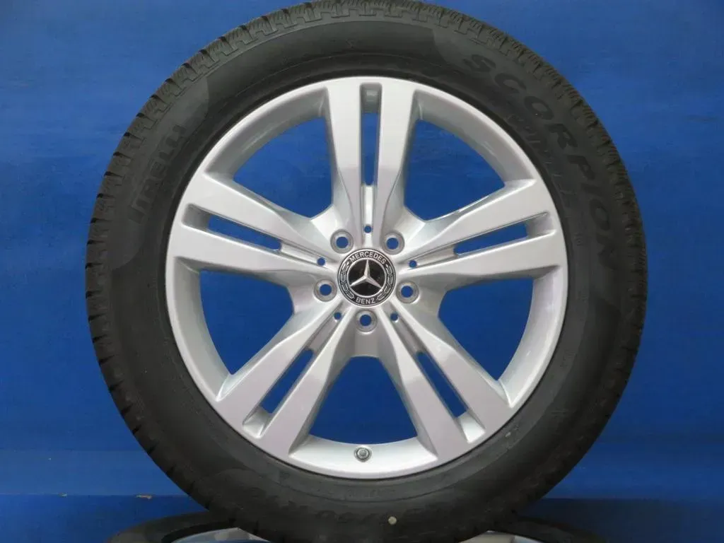 Original Mercedes GLE Typ 166 Mercedes ML Typ 166 19 Zoll 5-Doppelspeichen-Rad Winterräder + RDKS Alufelgen A1664010702 Silber Winterreifen - Bild 1