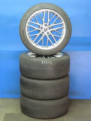 Original Mercedes Benz C63 S E Performance AMG W206 S206 Limousine T-Modell 19 Zoll AMG-Kreuzspeichen-Rad Winterräder + RDKS Alufelgen A2064012900 + A2064012400 Silber Winterreifen - Bild 1