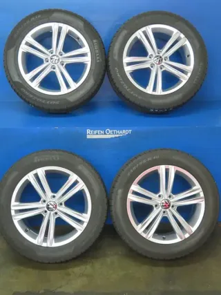 Original VW Tiguan VW Tiguan Allspace 18 Zoll Sebring Winterräder Alufelgen 5NA601025M Silber Winterreifen 4x 6,6 mm - Bild 14
