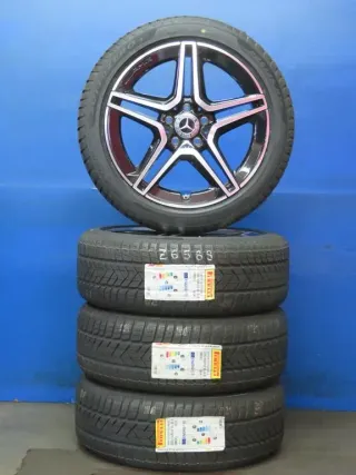 Original Mercedes A-Klasse Mercedes B-Klasse Mercedes CLA 18 Zoll 5-Doppelspeichen-Rad Winterräder + RDKS A1774011500 Schwarz Winterreifen neu - Bild 2