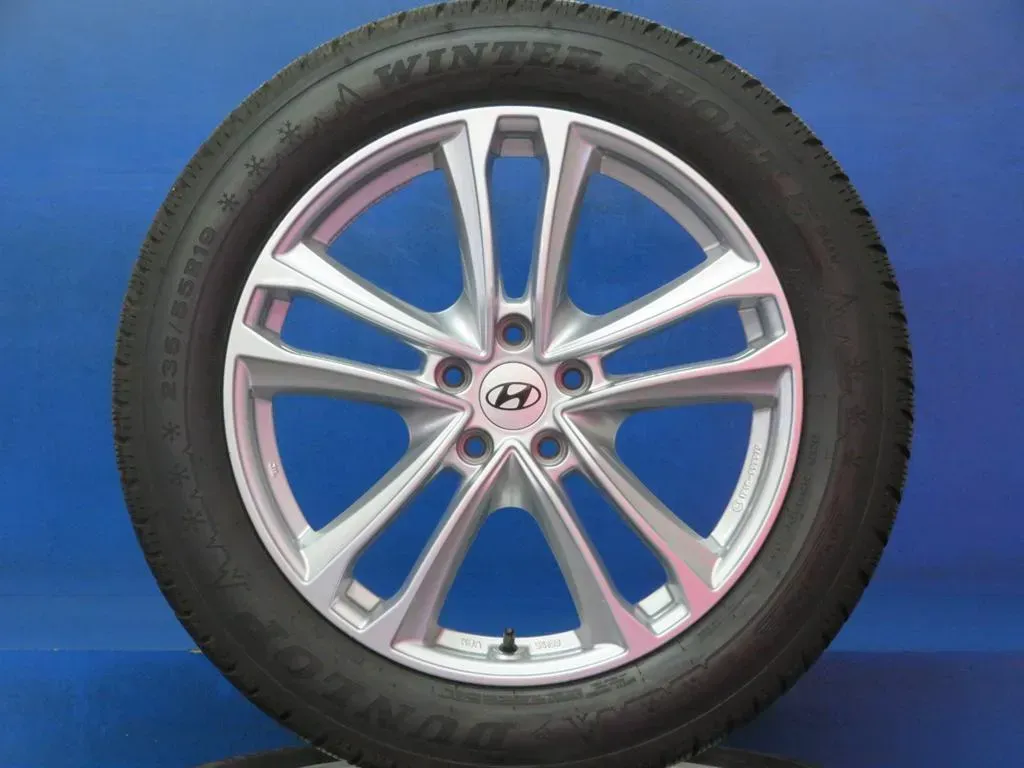 Original Hyundai Santa Fe IV Typ TM Winterräder Alufelgen 19 Zoll 5-Doppelspeichen-Design RDKS KH27 7519 Silber Winterreifen 4x 6,8 mm - Bild 1