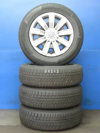 Original VW Tiguan II + III Seat Tarraco Skoda Kodiaq 17 Zoll Stahlrad Winterräder 5QF601027.... Schwarz Winterreifen Continental 4x 6,5 mm Kompletträder - Bild 1