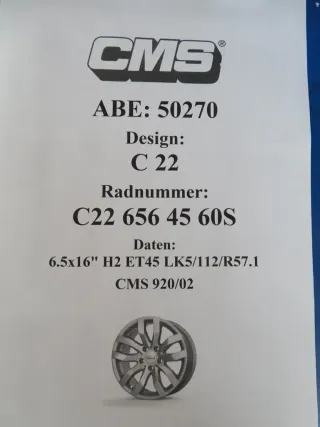 Skoda Octavia IV Typ NX VW Touran II VW T-Roc VW Caddy V Winterräder Alufelgen 16 Zoll CMS C22 Silber Winterreifen 4x 7 mm - Bild 14