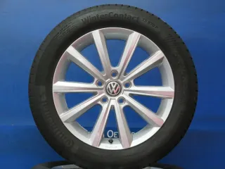 Original VW Passat Limousine Typ B8 VW Passat Variant Typ B8 VW T-Roc + Cabrio 17 Zoll Merano Winterräder 3G0071497C Silber Winterreifen 2x 6,4 mm / 2x 7,7 mm - Bild 1
