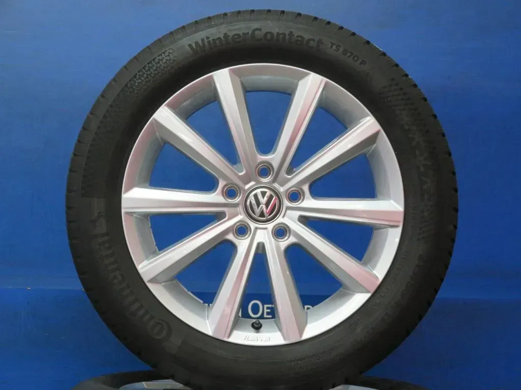 Original VW Passat Limousine Typ B8 VW Passat Variant Typ B8 VW T-Roc + Cabrio 17 Zoll Merano Winterräder 3G0071497C Silber Winterreifen 2x 6,4 mm / 2x 7,7 mm - Bild 1