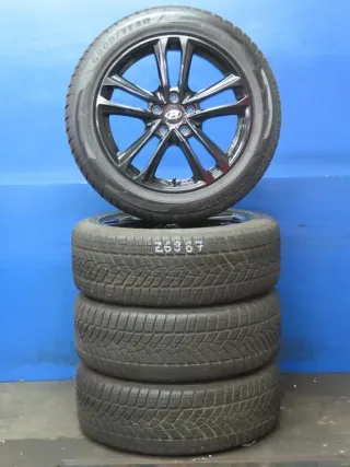 Original Hyundai Tucson Typ NX4 18 Zoll 5-Doppelspeichen-Design Winterräder Alufelgen + RDKS KH27 7518 Schwarz Winterreifen 4x 7,2 mm - Bild 2