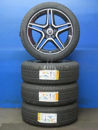 Original Mercedes A-Klasse Mercedes B-Klasse Mercedes CLA 18 Zoll 5-Doppelspeichen-Rad Winterräder + RDKS A1774011500 Schwarz Winterreifen neu - Bild 1