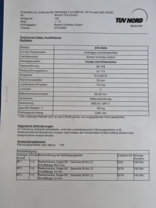 VW Tiguan III Typ CT Alufelgen 20 Zoll Borbet ATX Winterräder Schwarz Winterreifen 2x 7 mm / 2x 8,4 mm - Bild 18