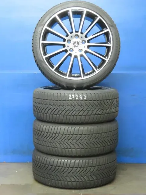 Background image for Original Mercedes A-Klasse AMG A35 + 4Matic 19 Zoll AMG Vielspeiche Winterräder + RDKS Alufelgen A1774011900 Schwarz  Winterreifen 4x 8 mm