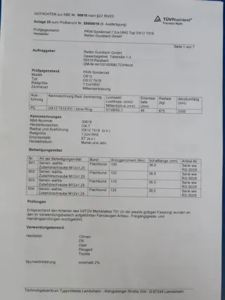 Citroen C5 Aircross Typ A Peugeot 3008 Typ M 19 Zoll Winterräder Alufelgen OX12 7519 Anthrazit Winterreifen 4x 6,8 mm - Bild 18