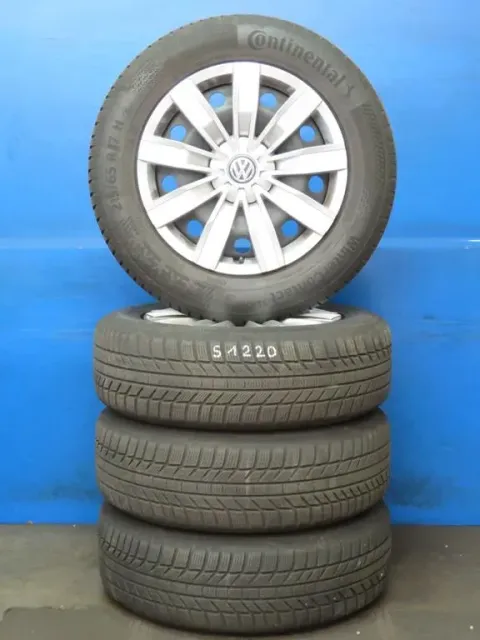 Background image for Original VW Tiguan II + III Seat Tarraco Skoda Kodiaq 17 Zoll Stahlrad Winterräder 5QF601027.... Schwarz Winterreifen Continental 2x 5 mm 2x 6 mm Kompletträder