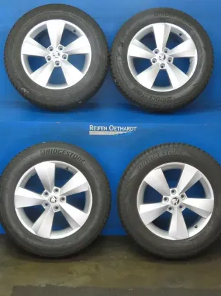 Original Skoda Kodiaq 17 Zoll 5-Arm-Rotor Winterräder Alufelgen 565601025J Silber Winterreifen 2x 7,1 mm / 2x 6,8 mm - Bild 13