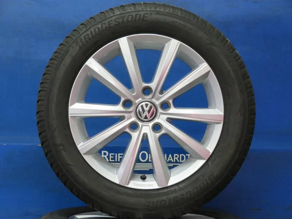 Original VW Golf 7 16 Zoll Merano Winterräder Alufelgen 5G0071496B Silber Winterreifen 2x 5,5 mm / 2x 6,5 mm - Bild 1