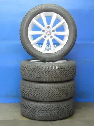 Original VW Golf 7 16 Zoll Merano Winterräder Alufelgen 5G0071496B Silber Winterreifen 2x 5,5 mm / 2x 6,5 mm - Bild 2