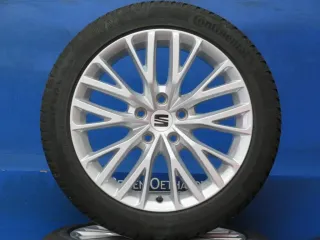 Original Seat Leon 17 Zoll Dynamic Winterräder Alufelgen 5FA601025B Silber Winterreifen 2x 5,3 mm / 2x 6,3 mm - Bild 1