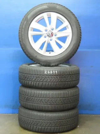 Original VW Touran II 16 Zoll Karlstad Winterräder Alufelgen 5TA601025Q Silber Winterreifen 2x 5,9 mm / 2x 7,4 mm - Bild 2