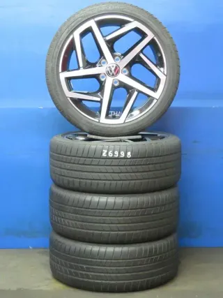 Original VW Golf 8 18 Zoll Dallas Sommerräder Alufelgen 5H0601025G Schwarz Sommerreifen 2x 6,3 mm / 2x 6,7 mm - Bild 2