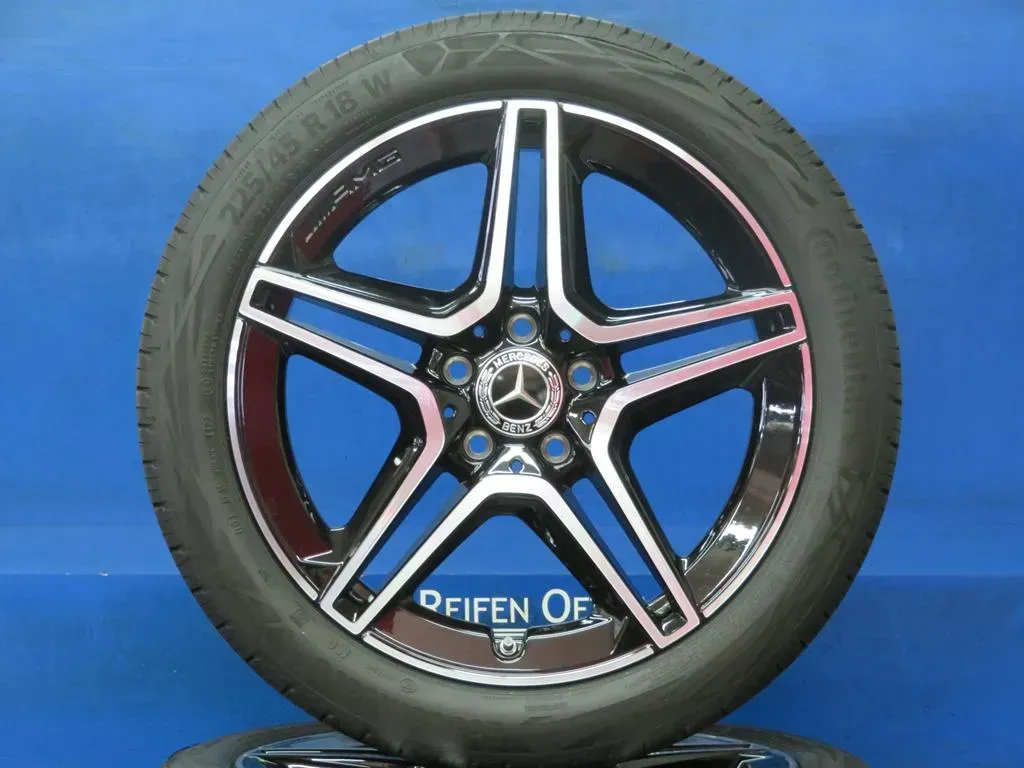 Original A-Klasse Typ 177 B-Klasse Typ 247 CLA Typ 118 18 Zoll Doppelspeiche AMG Sommerräder + RDKS Alufelgen A1774011500 Schwarz Sommerreifen 2x 6,2 mm / 2x 6,4 mm - Bild 1