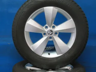 Original Skoda Kodiaq 17 Zoll 5-Arm-Rotor Winterräder Alufelgen 565601025J Silber Winterreifen 2x 7,1 mm / 2x 6,8 mm - Bild 1